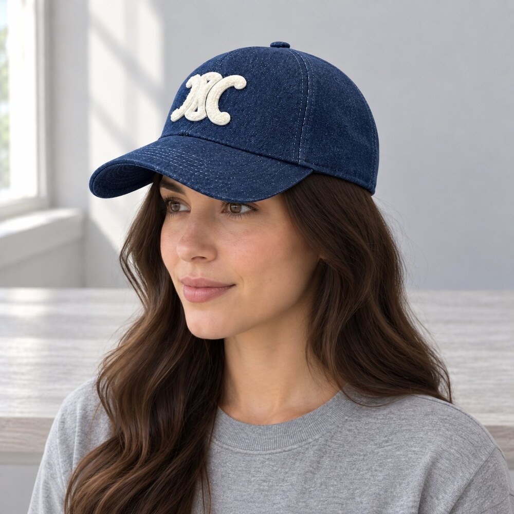 CELINE Dark Wash Denim Baseball Cap - Picture 3 of 6